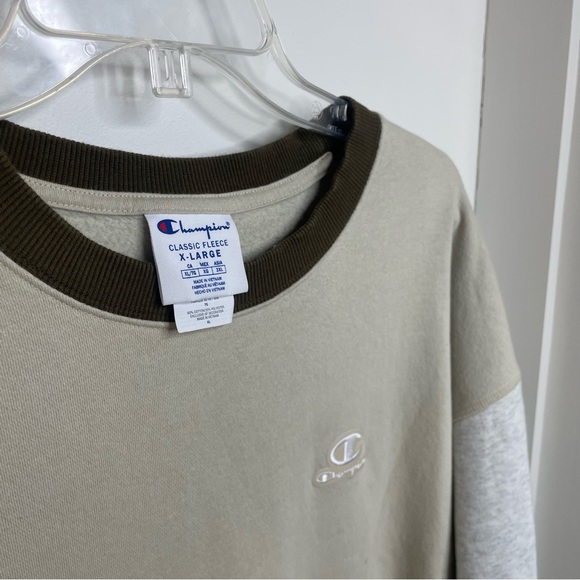 Champion Men’s Unisex Sweater Color Block Brown Cream Off-White XL - Picture 4 of 8